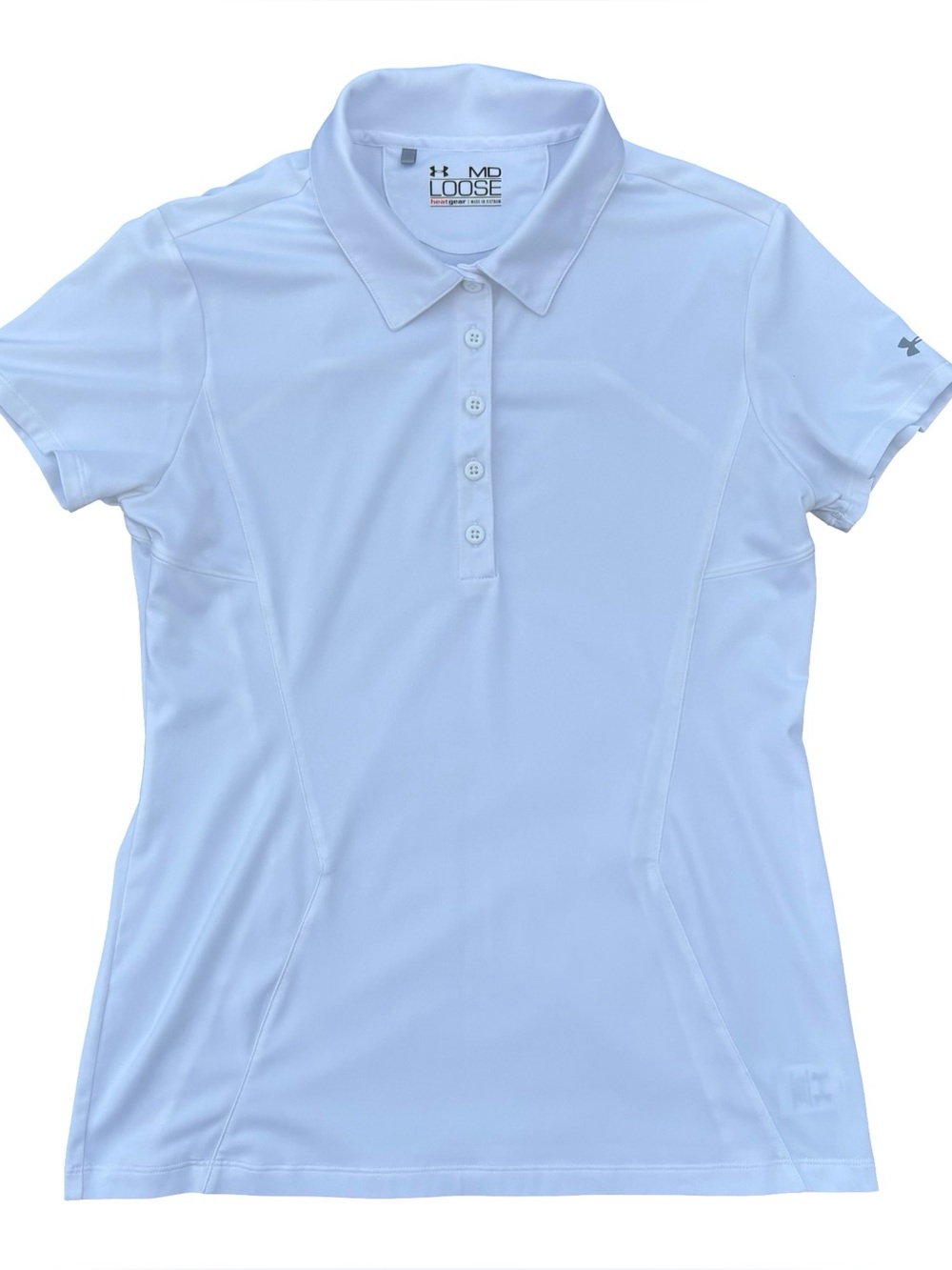 Under Armour HeatGear Polo Women’s Medium White Golf Athletic Short Sleeve Shirt